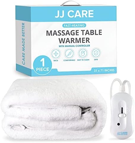 JJ CARE Massage Table Warmer 31"x71", Manual 3 Heat Control Fleece Pad Heated Massage Table, 12 FT Cord Table Warmer, Massage Table Heating Pad with Overheat Protection for Massage Bed & Spa