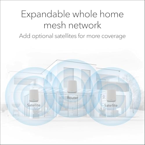 NETGEAR Orbi Whole Home Tri-Band WiFi 6 Mesh Network System (RBK663) – Router with 2 Satellite Extenders, Security Features, Coverage up to 6,600 sq. ft., 75 Devices - AX3800 (Up to 3.8Gbps)
