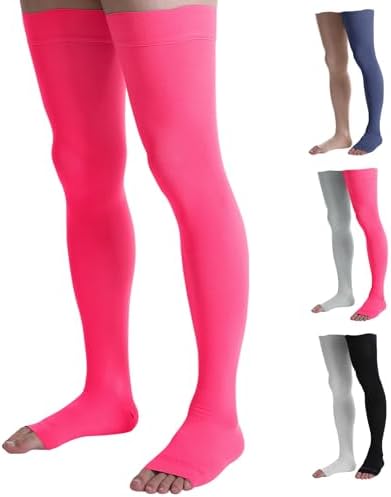 Doc Miller Thigh High Compression Socks - Open Toe, 20-30mmHg for Varicose Veins, Calf, Leg & Ankle Support, Pregnancy & Maternity Stockings, Small to Plus Size