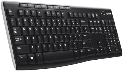 Logitech K270 Wireless Keyboard for Windows, 2.4 GHz Wireless, Full-Size, Number Pad, 8 Multimedia Keys, 2-Year Battery Life, Compatible with PC, Laptop, Black