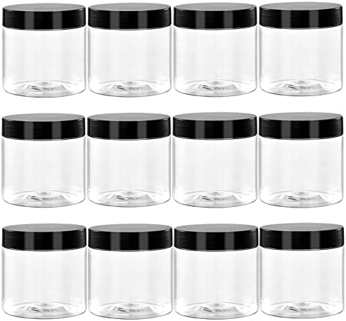 36 Pack 2 Oz Small Plastic Container Jars with Lids and Labels BPA Free, TUZAZO Empty Round Clear Cosmetic Containers Plastic Slime Jars for Lotion, Cream, Ointments, Samples, Travel Storage (36)