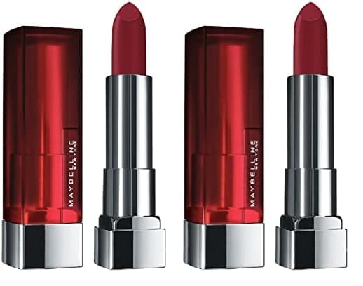 Maybelline Color Sensational Lipstick, Lip Makeup, Matte Finish, Hydrating Lipstick, Nude, Pink, Red, Plum Lip Color, Divine Wine, 0.15 oz; (Packaging May Vary) (Pack of 2)
