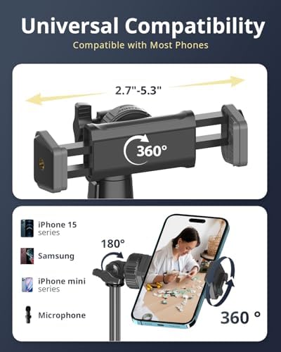 UBeesize 12'' Selfie Ring Light with 62’’ Tripod Stand for Video Recording, Live Streaming(YouTube, Instagram, TIK Tok), Compatible with Phones, Cameras and Webcams