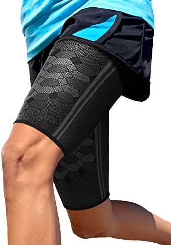 Sparthos Thigh Compression Sleeves (Pair) – Quad and Hamstring Support – Upper Leg Sleeves for Men and Women – Made from Innovative Breathable Elastic Blend – Anti Slip