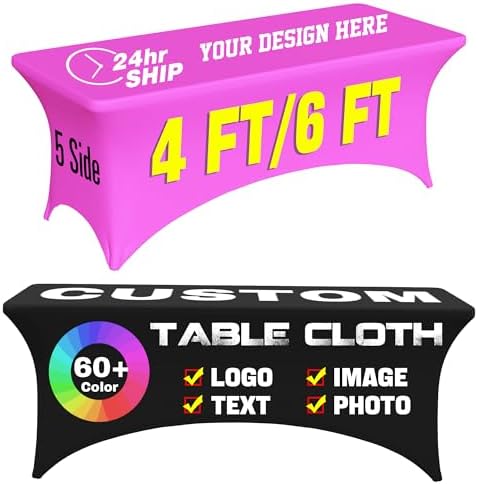 Table Cloth with Business Logo 6 FT Custom Tablecloth with Text Image Customized for Business Tradeshow Events Birthday Party Wedding Decor Personalized Table Cloth