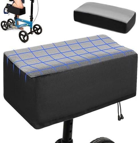 HAMBOLY Knee Scooter Cushion Pad Cover for Comfort, Removable 2'' Thick Memory Foam Cushion for Knees Walker Roller, Universal Fit (Gray)