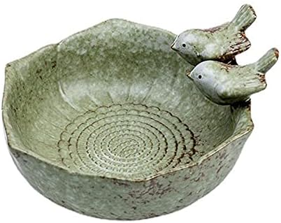5.9" Ceramic Birdbath Bowl Wild Bird Feeder Food Holder Container Feeding Tray for Outside Bee Bird Water Bath Outdoor Garden Courtyard Decoration