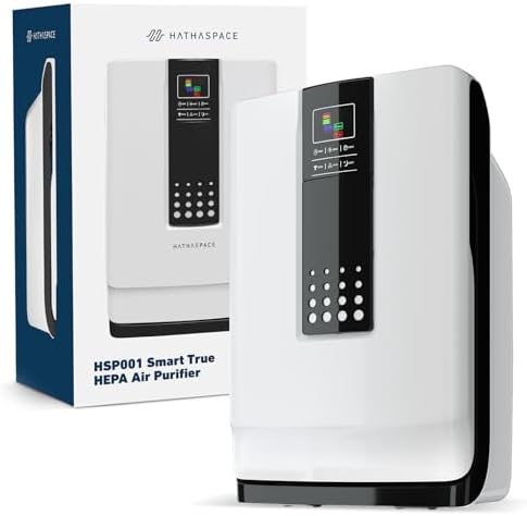 HATHASPACE HSP001 True HEPA Air Purifier for Home, Removes 99.9% of Dust, Smoke, Pet Dander, Odors, VOCs, Covers Up to 700 Sq. Ft, Quiet Air Cleaner with Smart Sensor for Bedroom & Large Rooms