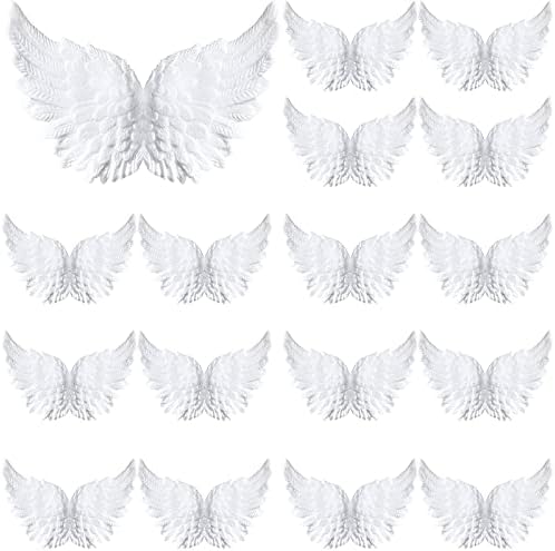 3D Plastic Angel Wings for Crafts Christmas Tree Ornaments White Feathers Costume Mini Wings Decor for DIY Crafts Accessories Christmas Party Favor Decor(18 Pieces,3.3 Inch)