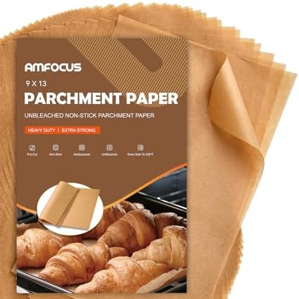 200 Pcs Parchment Paper Sheets, 9x13 In Non-Stick Precut Baking Parchment for Baking, Grilling, Air Fryer, Steaming, and More (Unbleached) - Quarter Sheet Size, Perfect for Bread, Cakes, Cookies