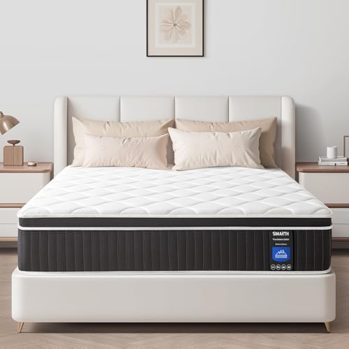 Firm King Mattress 12 Inch King Size Hybrid Mattresses in a Box Upgrade Strengthen King Mattress with Gel Memory Foam and Individual Pocketed Springs for Support & Pressure Relief, Medium Firm
