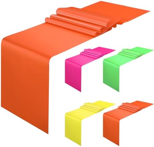 Newwiee Neon Party Table Runner Disco Colorful Supplies for Fluorescent Neon Birthday Party Favors Decorations(4 Pcs,11.81 x 108.27 inch)