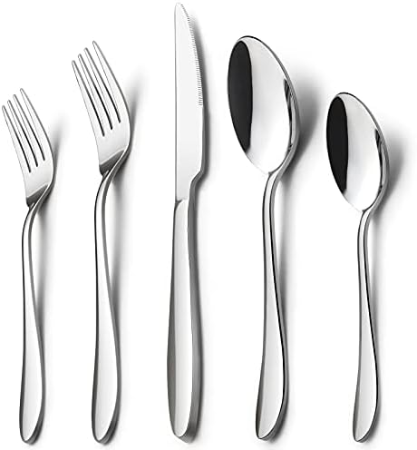 HaWare 40-Piece Silverware Set, Stainless Steel Flatware Service for 8, Modern Tableware Cutlery for Home, Elegant Eating Utensils Include Knives/Spoons/Forks, Mirror Polished, Dishwasher Safe