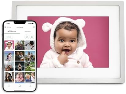 Skylight Digital Picture Frame - WiFi Enabled with Load from Phone Capability, Touch Screen Digital Photo Frame Display - Customizable Gift for Friends and Family - 10 Inch Silver