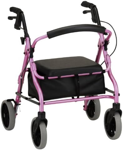 NOVA Medical Products Zoom Rollator Walker with 8" Seat Height, Pink, 18 Inch