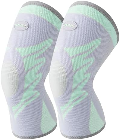Sports Slim Knee Braces for Women - No-Slip Knee Compression Sleeve for Dance, Yoga, Knee Support for Knee Pain, Joint Pain Relief(Paradise Green, L, 2 Pack)