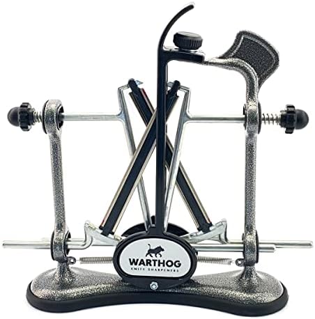 Warthog V-Sharp A4 Knife Sharpener, Ideal for Home Cooks, Chefs, Fishermen, Hunters, 325 Grit Diamond Rods, Adjustable Angles, Metal Frame, Gunmetal Grey