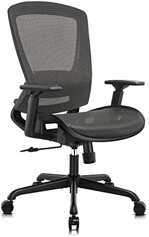 ELABEST T96 Mesh Office Chair,Ergonomic Computer Desk Chair,Sturdy Task Chair- Adjustable Lumbar Support & Armrests,Tilt Function,Comfort Wide Seat,Swivel Home Office Chair
