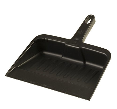 Rubbermaid Commercial Products 12.25, Heavy-Duty Dust Pan, Durable Plastic, Charcoal, Ideal for Industrial/Professional Debris Collection & Home Cleaning, Pack of 12