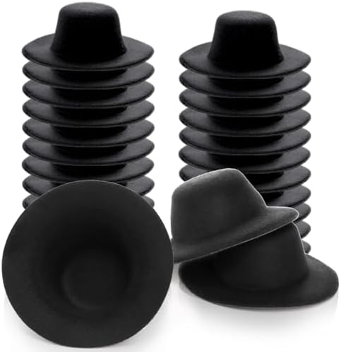 30 Pcs Mini Black Top Hats, 4 Inch Miniature Formal Hat, Felt Top Hat, Black Snowman Hat, Mini Doll Hat for Halloween DIY Craft Projects, Hair Accessories Christmas Decoration Party Ornaments