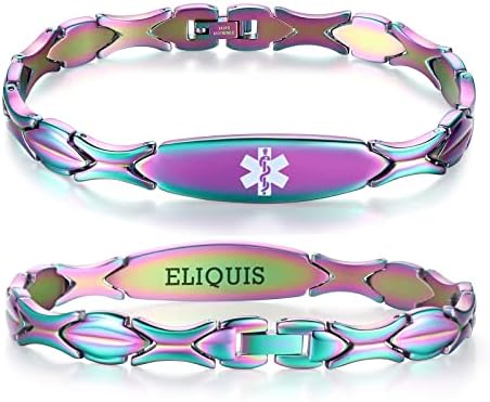 LinnaLove 7 1/2 inch Medical Alert Bracelets for women Stainless Steel Fashion Medical Bracelets Personalized Engraving