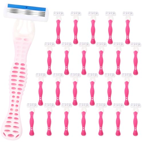 24 Pcs Sensitive Women's Disposable Razors Bulk 3 Blade Sensitive Skin Disposable Razors for Women Individually Packaged Travel Size Toiletries Ideal for Hotel Travel Donate Daily Use