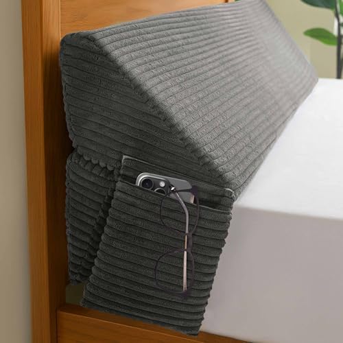 HIGOGOGO King Size Wedge Pillow for Headboard Gap - Multi Functional Mattress Wedge Bed Gap Filler Close The Gap (0-7") Between Your Mattress and Headboard or Wall (Grey 76"x11"x9")