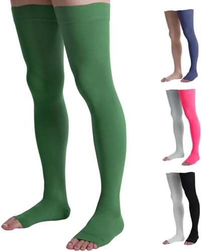 Doc Miller Thigh High Compression Socks - Open Toe, 20-30mmHg for Varicose Veins, Calf, Leg & Ankle Support, Pregnancy & Maternity Stockings, Small to Plus Size