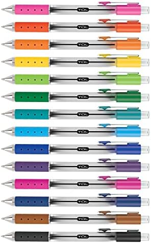 TUL WHJJK Retractable Gel Pens, Bullet Point, 0.7 mm, Gray Barrel, Assorted Standard and Bright Ink Colors, Pack of 14, SG_B01NBW93N6_US