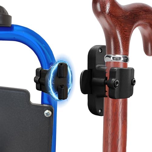 Magnetic Cane Holder for Drive Rollator, Walker, Scooter, Wheelchair - Universal Crutch Stick Bracket Accessory, Easy Clip-On Attachment, Fit 25mm ID Tube