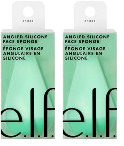 e.l.f. Angled Silicone Face Sponge, Angled Design For Cream & Liquid Blush, Bronzer, Foundation & Concealer, Blend & Bounce, Latex Free Foam, 2-Pack
