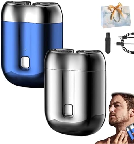 Affirmof Shaver, Affirmof Razor, Affirmoff Electric Shaver, Voalsz Mini Electric Shavers, 2025 New Model Mini Dual-Head Shavers, Portable Rechargeable Waterproof Razor for Men (Blue+Sliver)