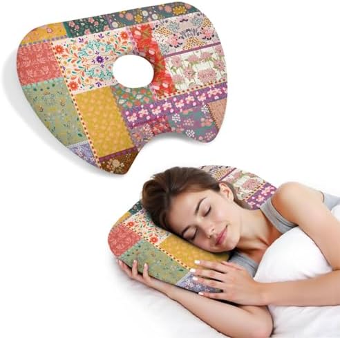Ear Piercing Pillow with Ear Hole for Side Sleeper Relief Ear Pain,Cotton and Polyester Ear Pillows,Washable Ear Guard Pillow