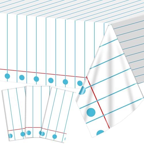 3PCS Back to School Party Tablecloth for Kids Welcome Back to School Gatherings Large Plastic Waterproof Notebook Tablecloth Cover for First Day of Classroom gathering Decor Supplies,54 x 108 Inch