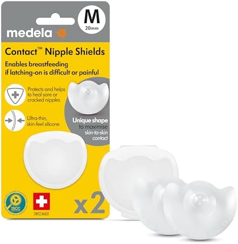 Medela Contact Nipple Shields - BPA Free, Made from Ultra-Thin Soft Silicone, Includes 2 Shields and case, 20 mm, Medium
