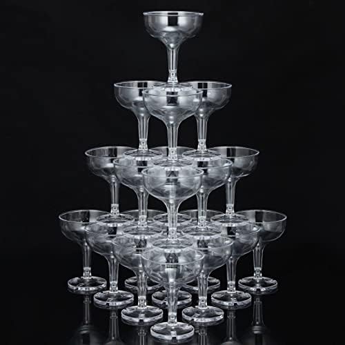 100 Pcs Plastic Champagne Party Glasses 5 oz Clear Disposable Champagne Glasses Stackable Acrylic Martini Flutes Unbreakable Margarita Coupe for Wedding Birthday Party Bar(Classic)