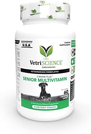 VetriScience Canine Plus Senior Multivitamin for Dogs, Chewable Tablet â€“ Senior Dog Multivitamin with 25+ Key Nutrients, Vitamins and Minerals for Dogs, Homemade and Raw Diets
