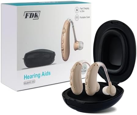 Rechargeable Hearing Aids for Seniors with Noise Cancellation Hearing Loss, Volume Control with Portable Wireless Charging Case, Comforts Design Easy Control Multiple Earplug Sizes