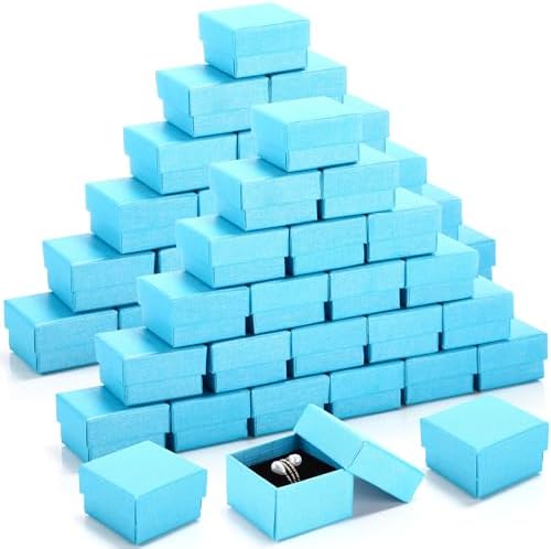Yinkin 72 Pcs Jewelry Ring Gift Boxes Bulk 2 x 2 x 1.2 Inch Ring Necklace Earring Boxes for Weddings Christmas