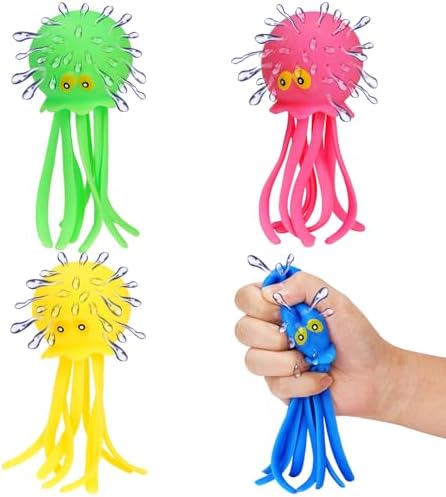 4 Pcs Octopus Water Balls Bath Toy, Sensory Stress Relief Floating Pool Beach Bathtub Toy Reusable Water Bomb Splash Balls, Easter and Christmas Goodie Bag Fillers for Baby Toddler Kids