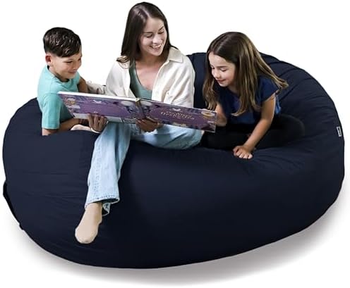Big Joe Fuf XXL Foam Filled Bean Bag Chair with Removable Cover, Cobalt Lenox, Durable Woven Polyester, 6 feet Giant