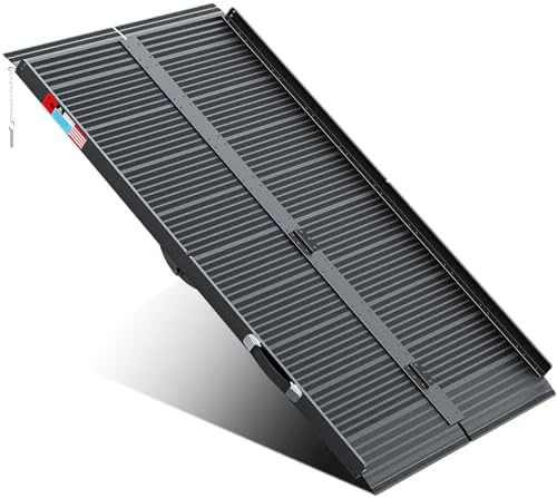 Black Portable Wheelchair Ramp, 5FT No-sew Non-Slip Aluminum Wheelchair Ramp, Folding Portable Wheelchair Ramps for Home, Weight Capacity Up to 600 LBS