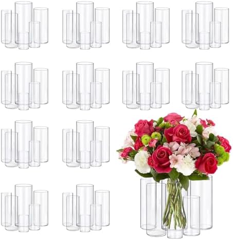 72pcs Glass Vase Cylinder Vases for Centerpieces Small Flower Glass Vases Home Decor Centerpiece Table Clear Flower Vase Decorations for Weddingï¼†Holiday 4,6,7.5,8,8,10 Inch Tall