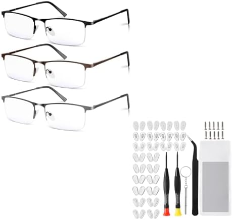 3-Pack Reading Glasses Bundles 24 Pairs Screw-in Eyeglasses Nose Pads Repair Kit