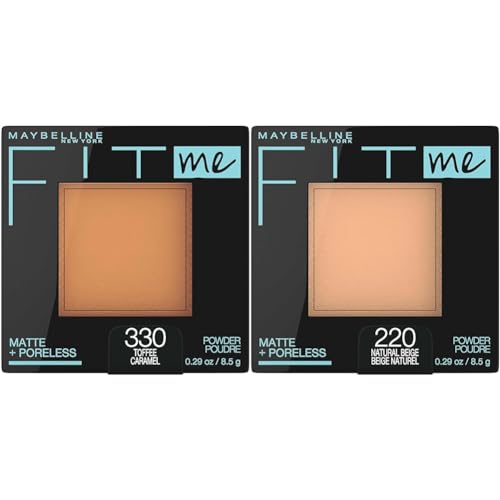 Maybelline Fit Me Matte + Poreless Pressed Face Powder Makeup & Setting Powder, Toffee & Natural Beige, 1 Count Each