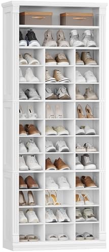 13 Tiers Shoe Storage Cabinet, Tall Shoe Cabinet with Cubby, Wooden Shoes Organizer for Closet, 39 Pairs, Shoes Cubby Organizer for Entryway, Hallway, Bedroom, White SR31003X