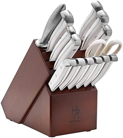 HENCKELS Statement Razor-Sharp 15-Piece White Handle Knife Set with Block, German Engineered Knife Informed by over 100 Years of Mastery