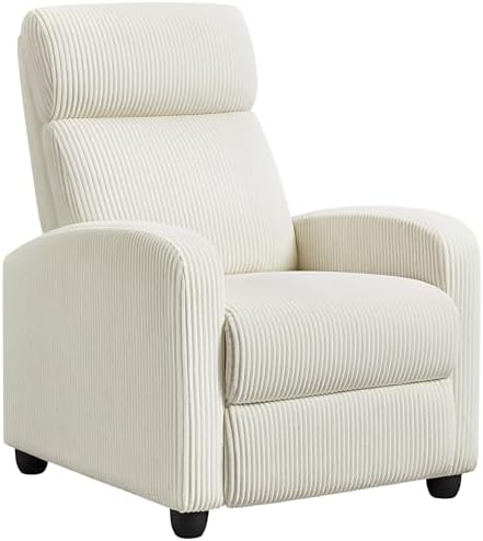 Yaheetech Corduroy Recliner Chair Single Sofa Home Theater Seating Adjustable Modern Reclining Chair for Living Room Bedroom Home Theater Beige