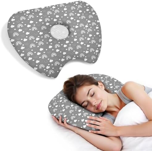 Ear Piercing Pillow with Ear Hole for Side Sleeper Relief Ear Pain,Cotton and Polyester Ear Pillows,Washable Ear Guard Pillow