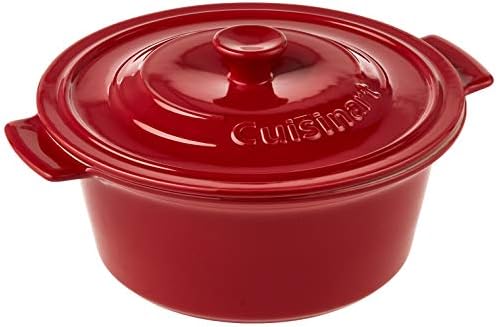 Cuisinart Chef's Classic Ceramic Bakeware-3 Quart Round Covered Baker, Red